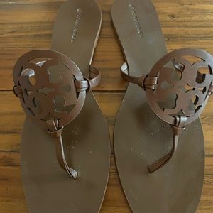 Tory Burch Miller Sandals 12 square toe chocolate brown
